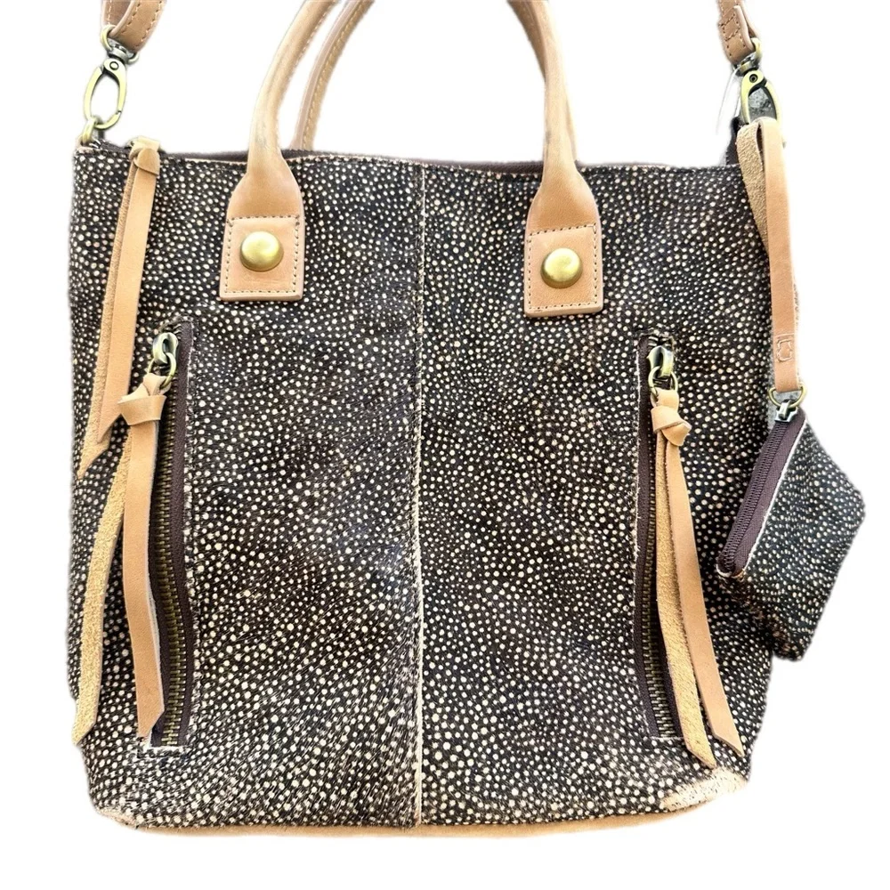 Miss Albright Hair-On Hide Leather Satchel Crossbody/Shoulder Bag-adjustable